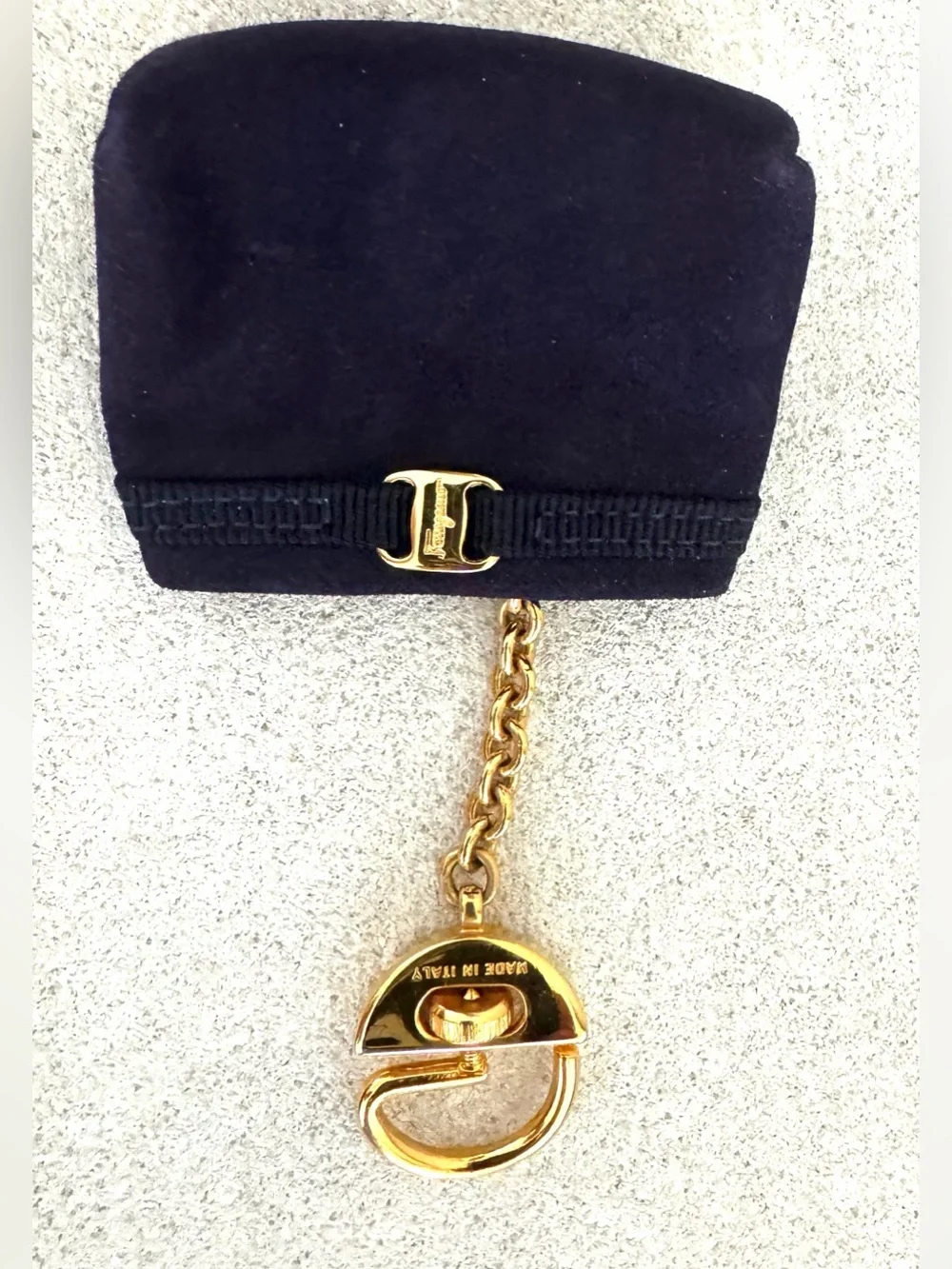 SALVATORE FERRAGAMO Gancini Suede Mini Coin Purse Key Pouch Italy